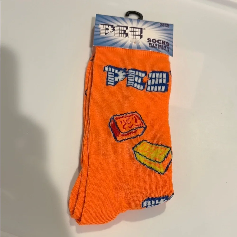 Vibrant Orange Casual Socks with Candy Graphics